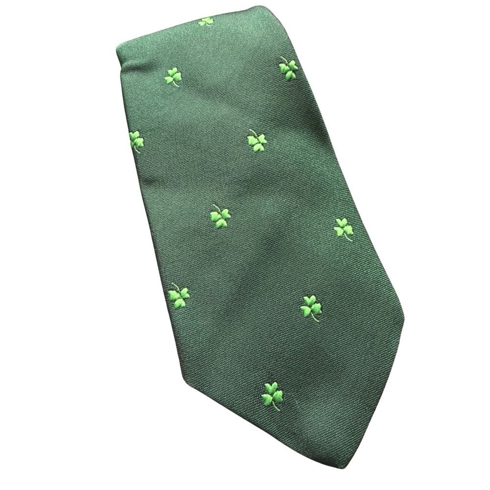 Millars of‎ Ireland Necktie Mens  Green Shamrock Embroidered Polyester